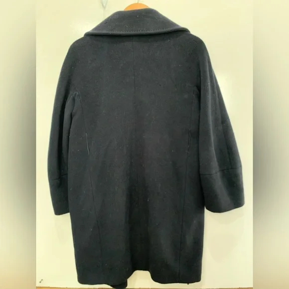Marella Navy Virgin Wool Coat Missing Belt Minimalist Italian size 4 mid length